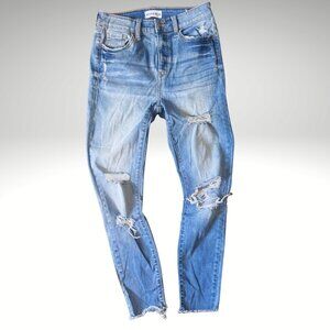 Studio Blue Ripped Jeans Distressed Straight Leg Size 27 Stretch Denim